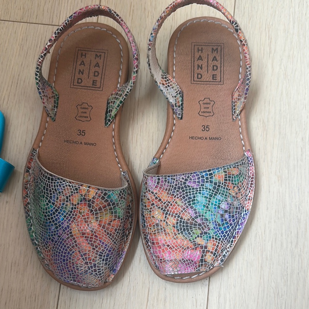 Multicolor Mosaic Leather Sandals